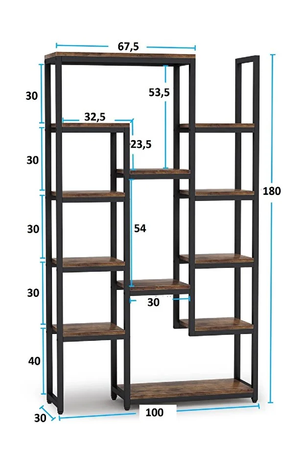 12 Raflı Metal İskeletli Kitaplık Çok Amaçlı Aksesuar Rafı Düzenleyici Raf